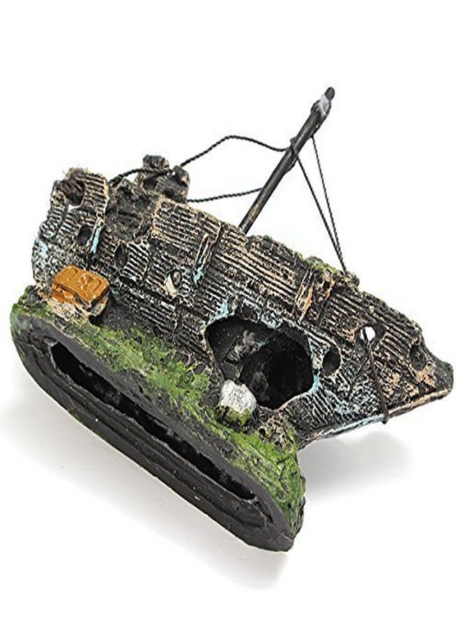 Superdream Resin Fishing Boat Aquarium Ornament Plastic Decoration Sunken Pirate Ship Theme - Image 5